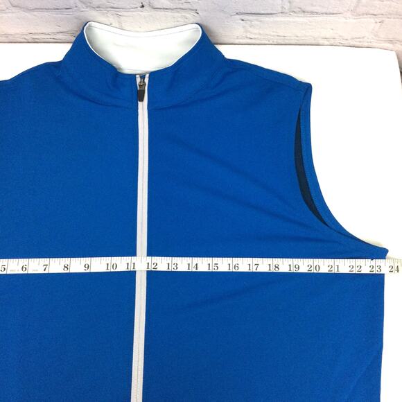 Peter Millar Mock Neck Full Zip Soft Casual Royal Blue Lined Golf Vest Men's L - Picture 13 of 14
